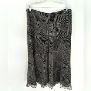 JONES NEW YORK Vintage woman black geometric silk lined classic midi skirt 16W